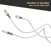 Scosche i34WG-SP Strikeline USB-A to MFi Certified Lightning Charge & Sync Cable 4-ft. White/Gray, 4ft Cbl USB-A to Lightning Dvc