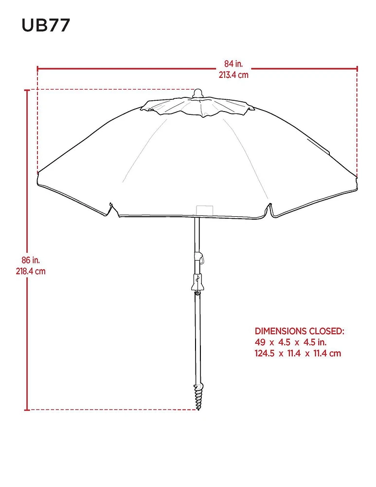 Parasol de 2,13 m (7 pi) avec ancrage de plage Rio Beach