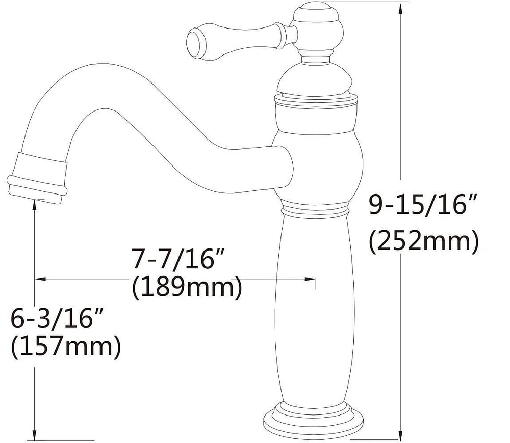 American Imaginations AI-29480  Ensemble de robinet en laiton sans plomb approuvé par CUPC à 1 trou de couleur nickel brossé - Drain incl.