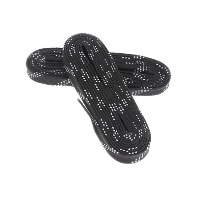 Warrior Waxed Skate Laces - Black - 96", For skate sizes Senior 6-8
