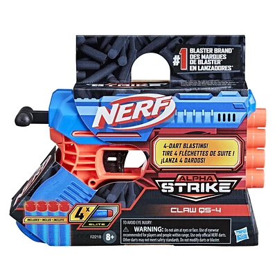 Nerf Alpha Strike, blaster Claw QS-4, inclut 4 fléchettes en mousse Nerf Elite officielles, facile à utiliser À partir de 8 ans