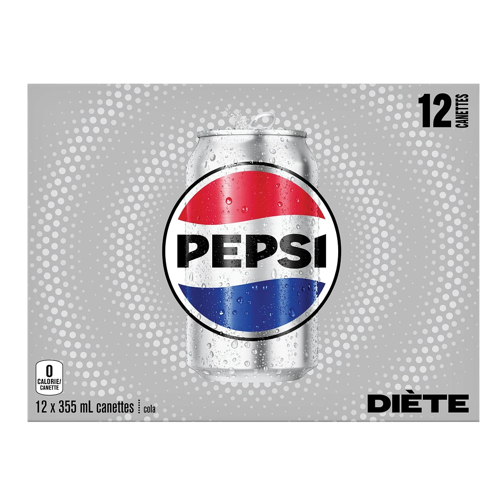 Diet Pepsi Cola, 355mL, 12 Pack, 12x355mL