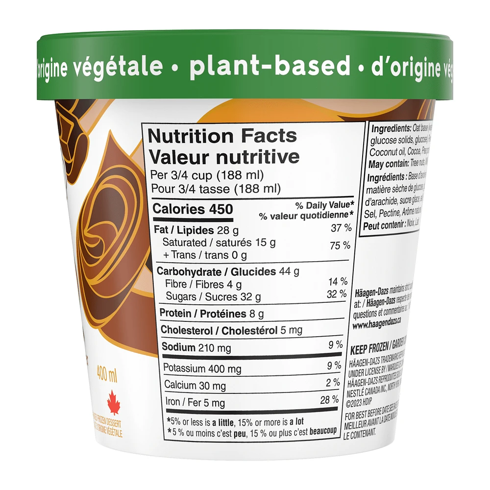 HÄAGEN-DAZS Plant-based Chocolate Peanut Butter Swirl Frozen Dessert, Vegan, E-HAGEN DAZS HD PN PNBT (8X400ML)