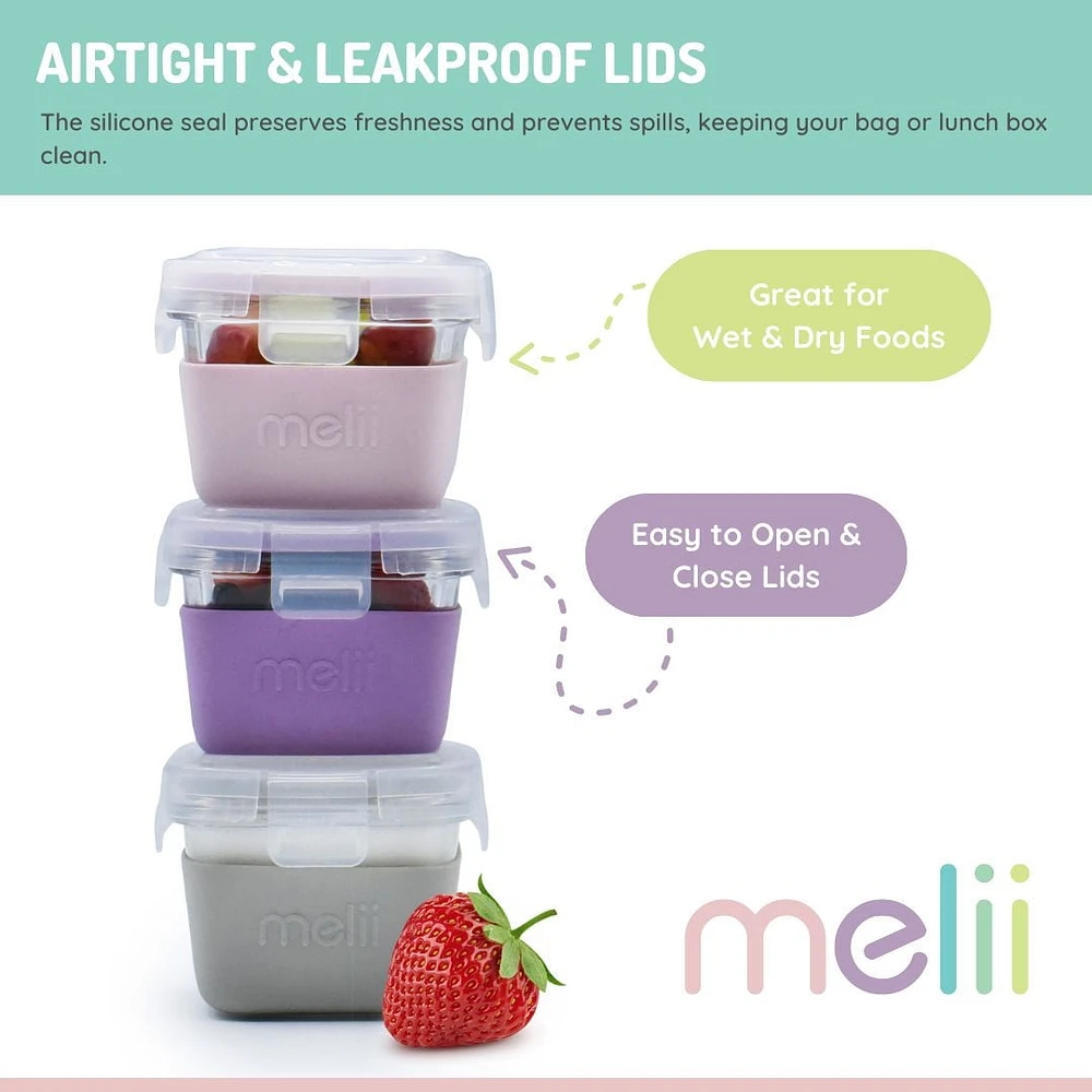 Glass Food Storage Containers with Silicone Sleeve 3 Pack
