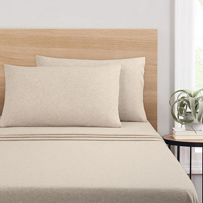 Parure de lit en jersey extra doux pour adulte Mainstays, Twin-XL, flocons d'avoine, 3 pièces
