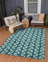 Tapis d'extérieur lavable Doral aqua & vert 5 pi x7 pi