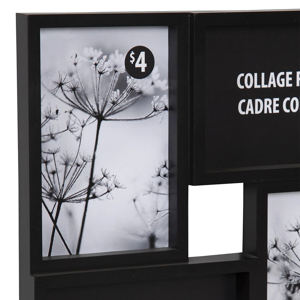Gally 4 Opening Black Collage Picture Frame, Holds 4 - 4" x 6" Photos