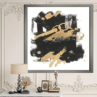 Designart Gold and Black drift I Framed Wall Art