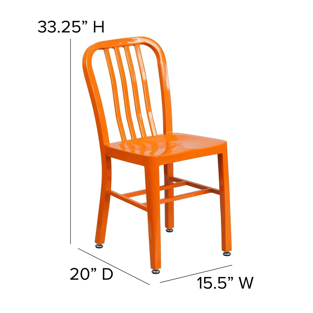 Chaise pour l'intérieur / l'extérieur en métal orange de qualité marchande, lot de 2