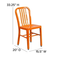 Chaise pour l'intérieur / l'extérieur en métal orange de qualité marchande, lot de 2