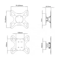 Techly 19" to 37" Tilt & Swivel LCD/LED TV Wall Mount - Tilt +/-15° - Swivel 30° - VESA up to 200x200 mm - Holds up to 25 kg - Black