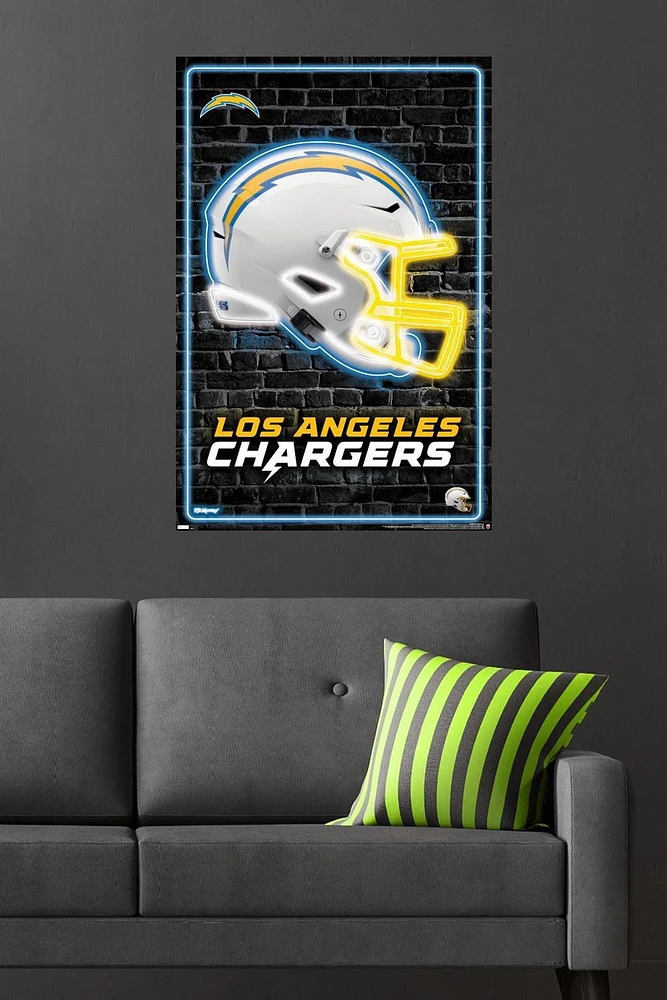 NFL Los Angeles Chargers - Neon Helmet 23 Wall Poster, 22.375" x 34"