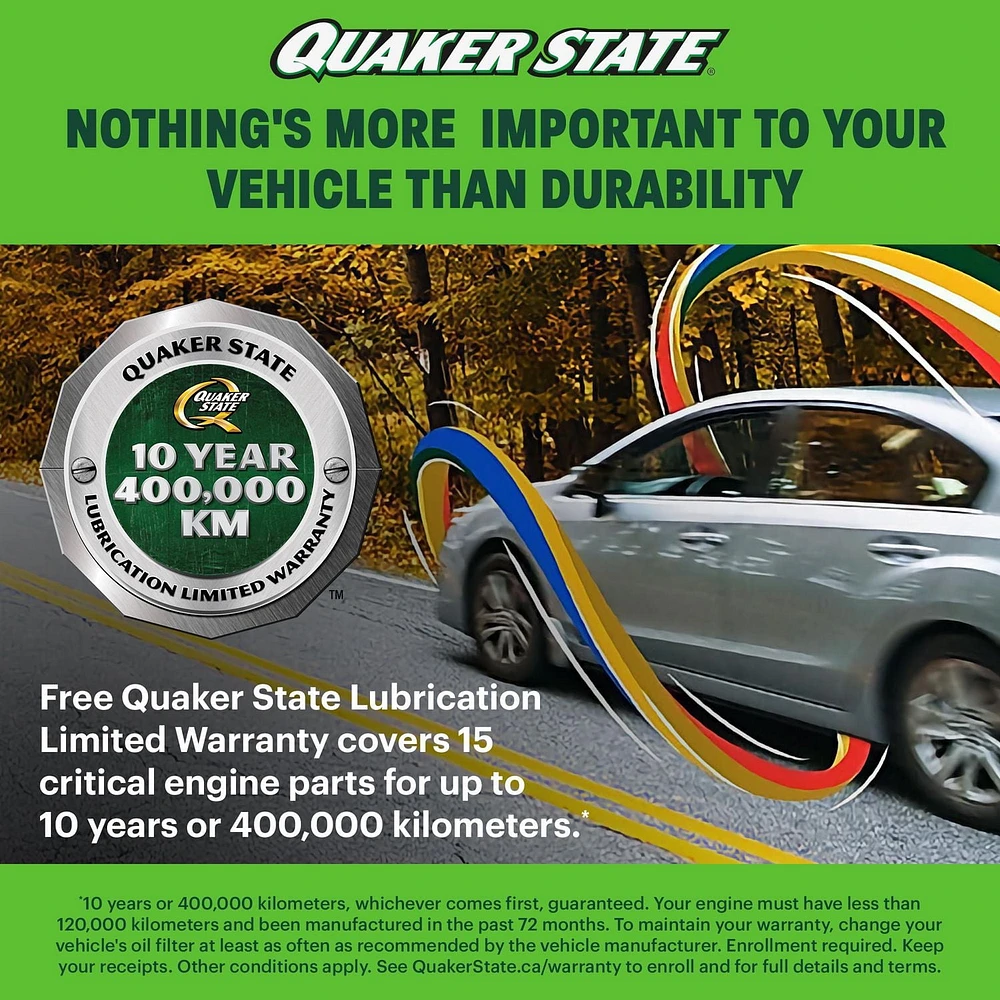 Huile moteur Quaker State Kilométrage élevé 100 % synthétique SAE 5W-30
