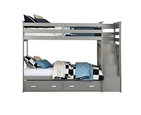 ACME Allentown Twin/Twin Bunk Bed w/Storage Ladder & Trundle in Gray