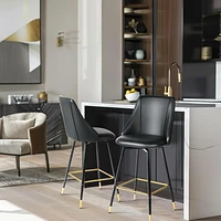 Ensemble de 4 tabourets de bar d'extérieur réglables en hauteur avec cadre en acier industriel et siège en MDF résistant à l'humidité – Options noyer/chêne
