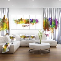 Design Art La Ligne D'Horizon De Miami Art Sur Toile