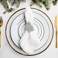Christmas Metal Tree Tapkin Ring Silver - Ensemble De 6