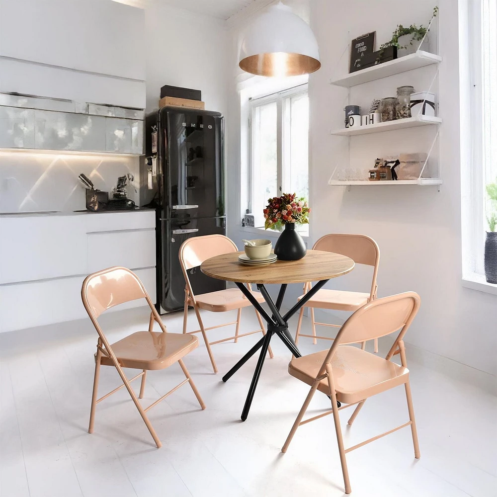 Lot de 4 chaises pliantes Homy Casa - Chaises en métal durables et élégantes en bleu/gris/rose Morandi élégant