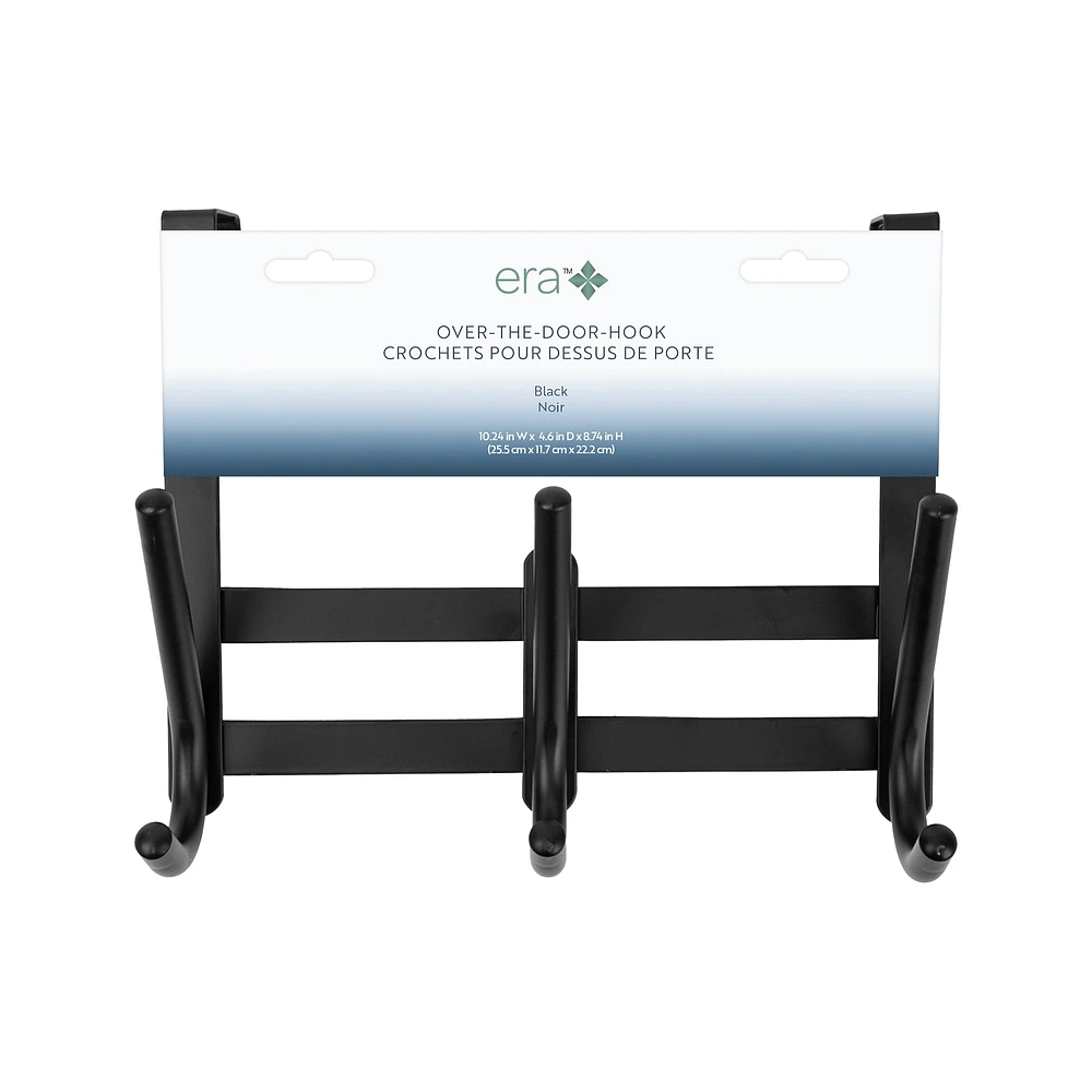 Era Barre à 3 crochets Zeus pour dessus de porte noir, 10.24 x 8.74po 10,24 x 8,74 po