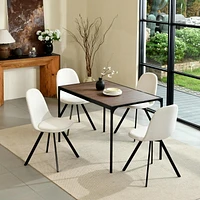 Homy Casa Ensemble de salle à manger 5 pièces, 1 table avec 4 chaises ergonomiques pivotantes rembourrées, plateau recouvert de PVC pour salle à manger et zone de réception, peu encombrant, naturel/ex