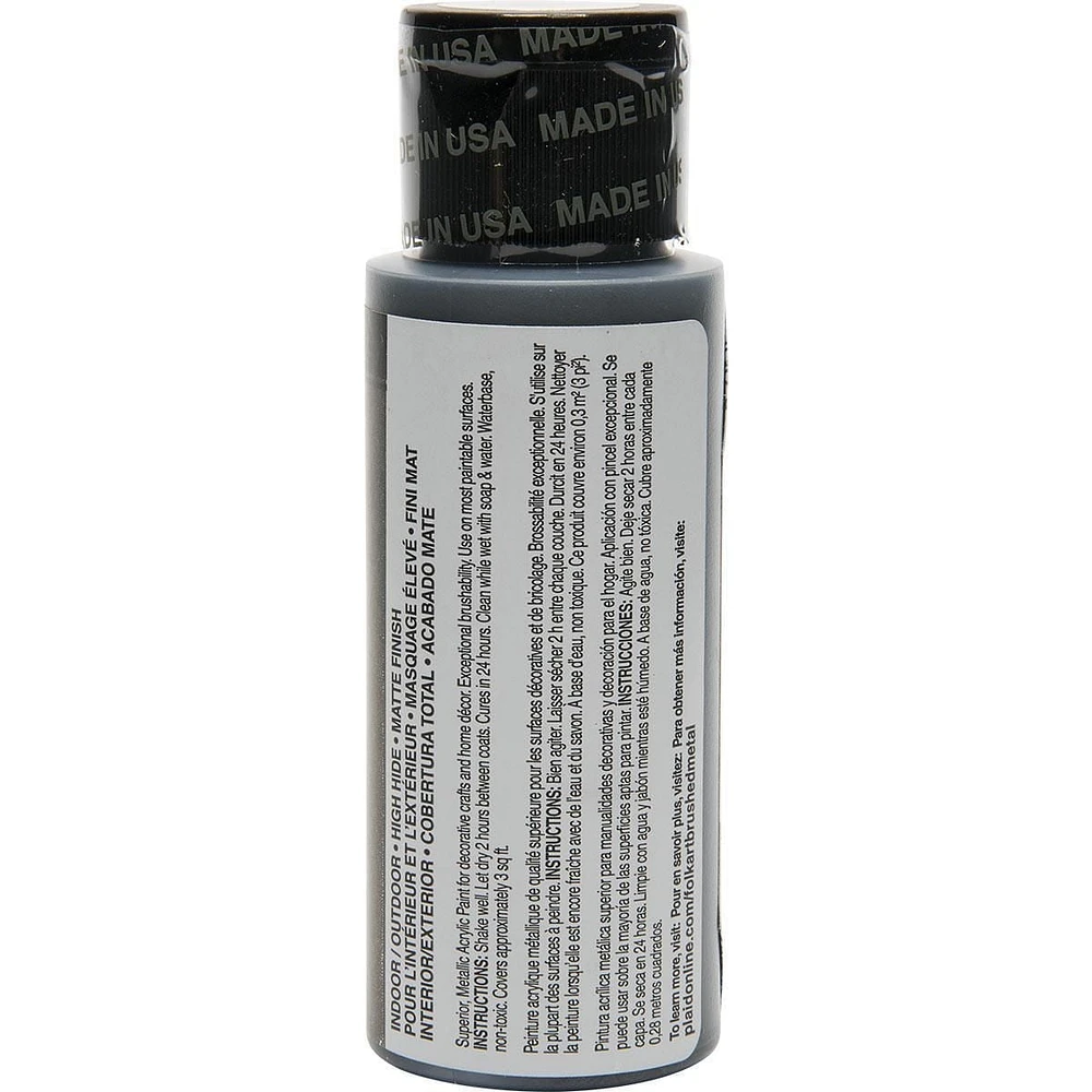 Peinture acrylique fini mat métallique brossé FolkArt (59 ml), Noir