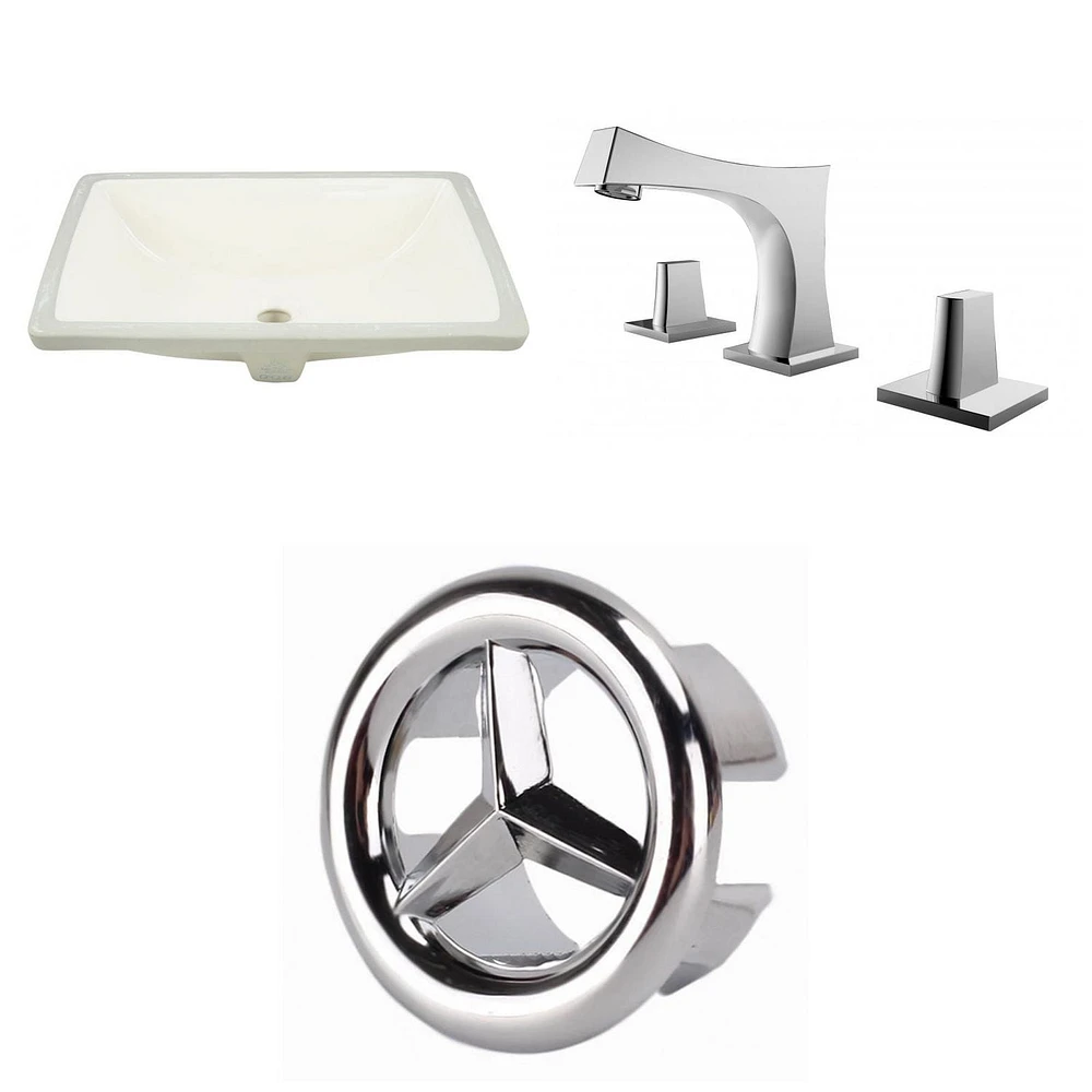 American Imaginations 20.75-in. W Rectangle Bathroom Undermount Sink Set In Biscuit - Chrome Hardware AI-26704