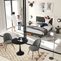 Ensemble de salle à manger 3 pièces Homy Casa avec table ronde et chaises rembourrées pour petites cuisines ou appartements