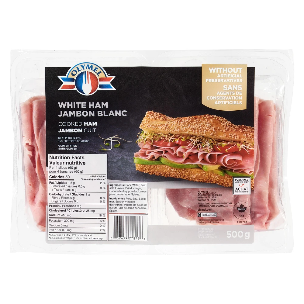 Émincés Jambon blanc cuit<br>Olymel Duo-pack 500 g