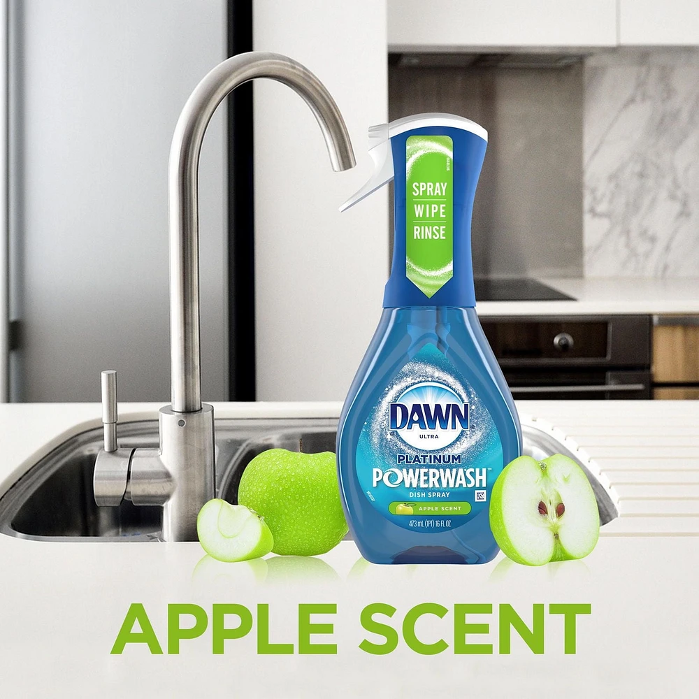 Dawn Platinum Powerwash Dish Spray, Dish Soap, Apple Scent Refill, 473ML