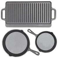 Home Basics Ensemble de 3 plaques de cuisson en fonte