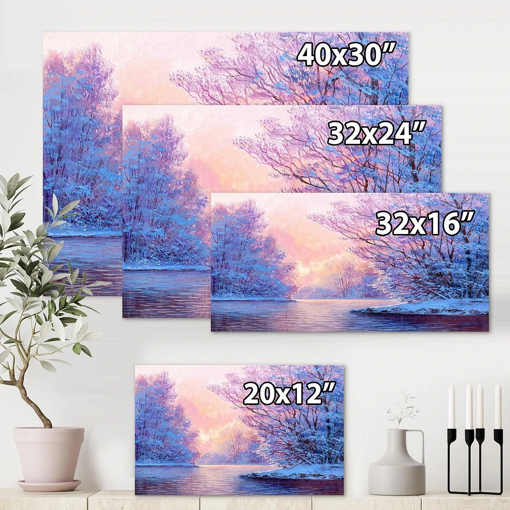 Designart Paysage d'hiver avec la rivièreOriginal Art mural sur toile