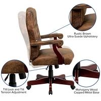 Chaise exécutive de bureau classique pivotante en brun Bomber avec appui-bras