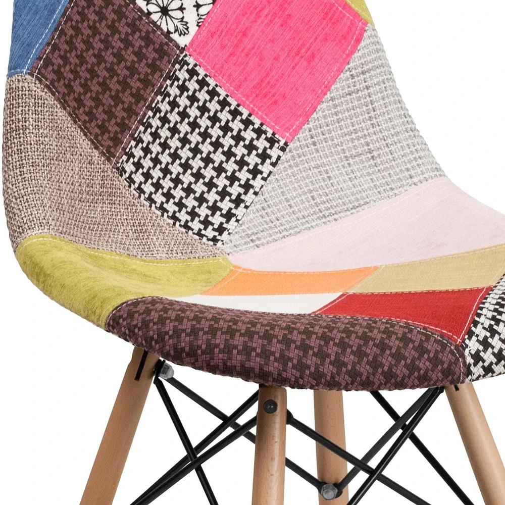 2 pièces Chaise de la série Elon en tissu Milan patchwork avec pattes en bois