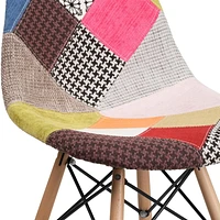2 pièces Chaise de la série Elon en tissu Milan patchwork avec pattes en bois