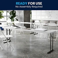Table de formation pliante en plastique blanc granite de 18 po larg. x 96 po long.