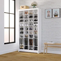 Prepac White 40 Cubby Shoe Storage Cabinet 13"D x 39.5" W x 72.5" H
