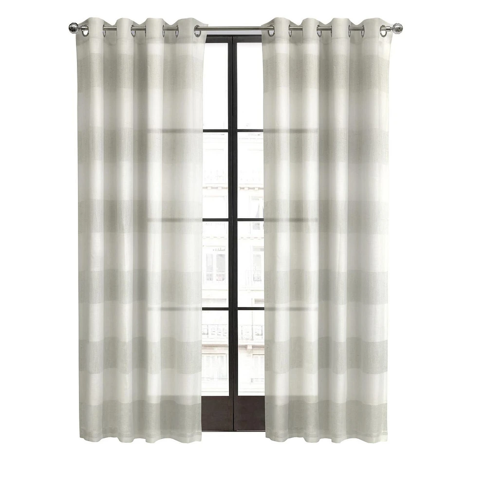 Loft Living Petoskey, filtrant la lumière panneau de rideau à œillets en faux lin à rayures métalliques 52" x 84", gris ivoire