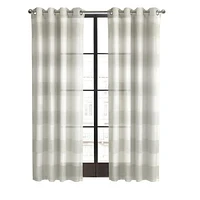 Loft Living Petoskey, filtrant la lumière panneau de rideau à œillets en faux lin à rayures métalliques 52" x 84", gris ivoire