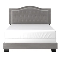 Modern Velvet Upholstered 60" Queen Bed in Light Grey