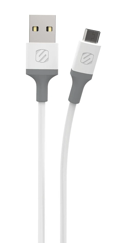 SCOSCHE MA10WG-SP Strikeline USB to micro-USB Charge & Sync Cable for ALL micro-USB devices 10-ft. in White/Gray, USB-A/Micro USB Chrg 10ft Cbl