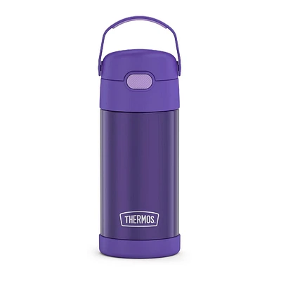 Thermos Kids Bouteille d'eau isotherme sous vide avec paille rabattable, 355 ml, Violette Violette, 12 Oz
