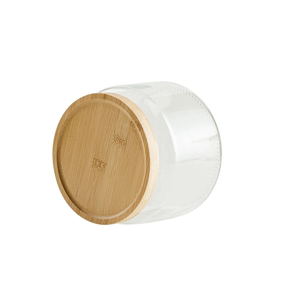 Mainstays Kitchen Storage Glass Jar 2L  glass jar with bamboo lid, Food grade sealing ring 8.5cups/2L