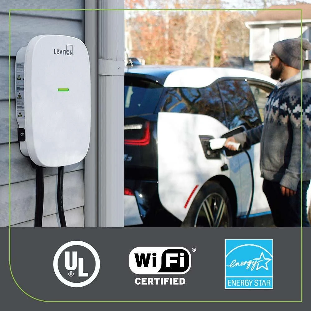 80 Amp Level 2 Electric Vehicle Charging Station with Wi-Fi in White