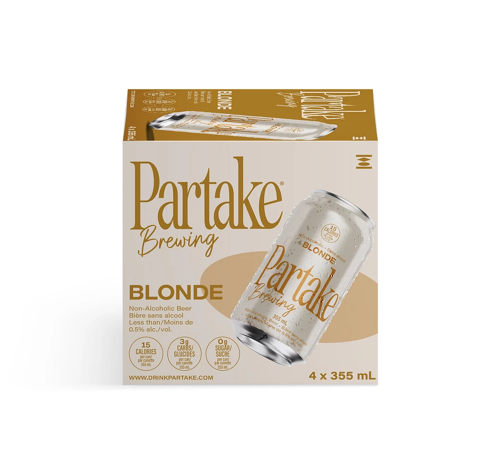 Partake - Blonde, 4 x 355 mL Cans, Craft Non-Alcoholic Beer