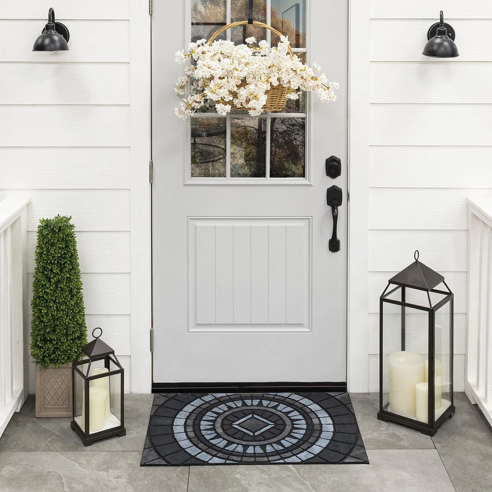 Mohawk Home - Tapis d’entrée gris pierre Compass de 58,42 cm x 88,9 cm (1 pi 11 po x 2 pi 11 po)