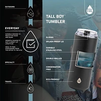 TAL Stainless Steel Tall Boy Tumbler 18 fl oz, Black, Water Bottle