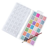 Royal & Langnickel - Ensemble de gâteaux de peinture aquarelle nacrée 28 couleurs avec pinceau 28 gâteaux aquarelle nacrés