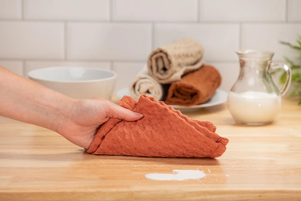 Mainstays 4 Pieces, Waffle Dishcloths, Tan, 4 PACK WAFFLE DISH CLOTH - BEIGE