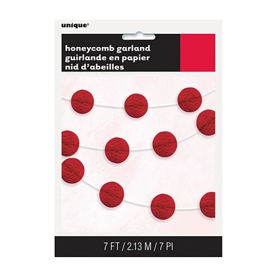 Guirlande de boule de papier de soie rouge, 7 pi La guirlande de fête mesure 7 pi