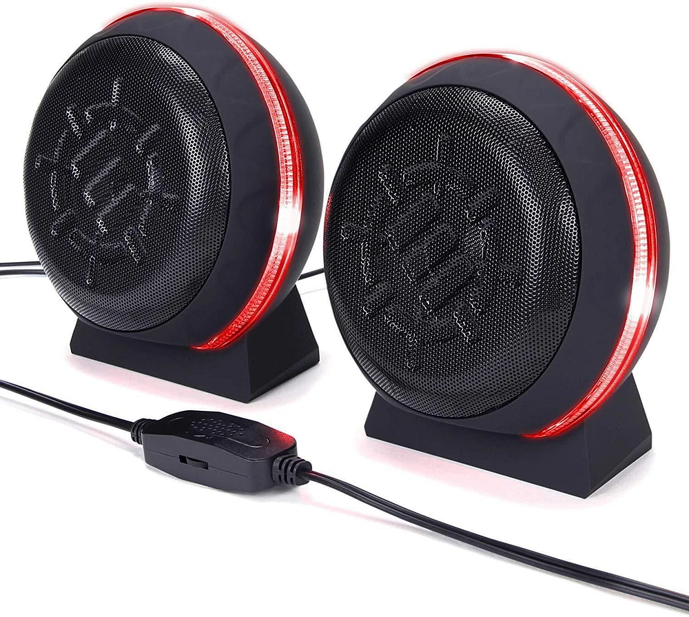 ENHANCE SL2 USB Computer Speakers with LED Red Glowing Lights